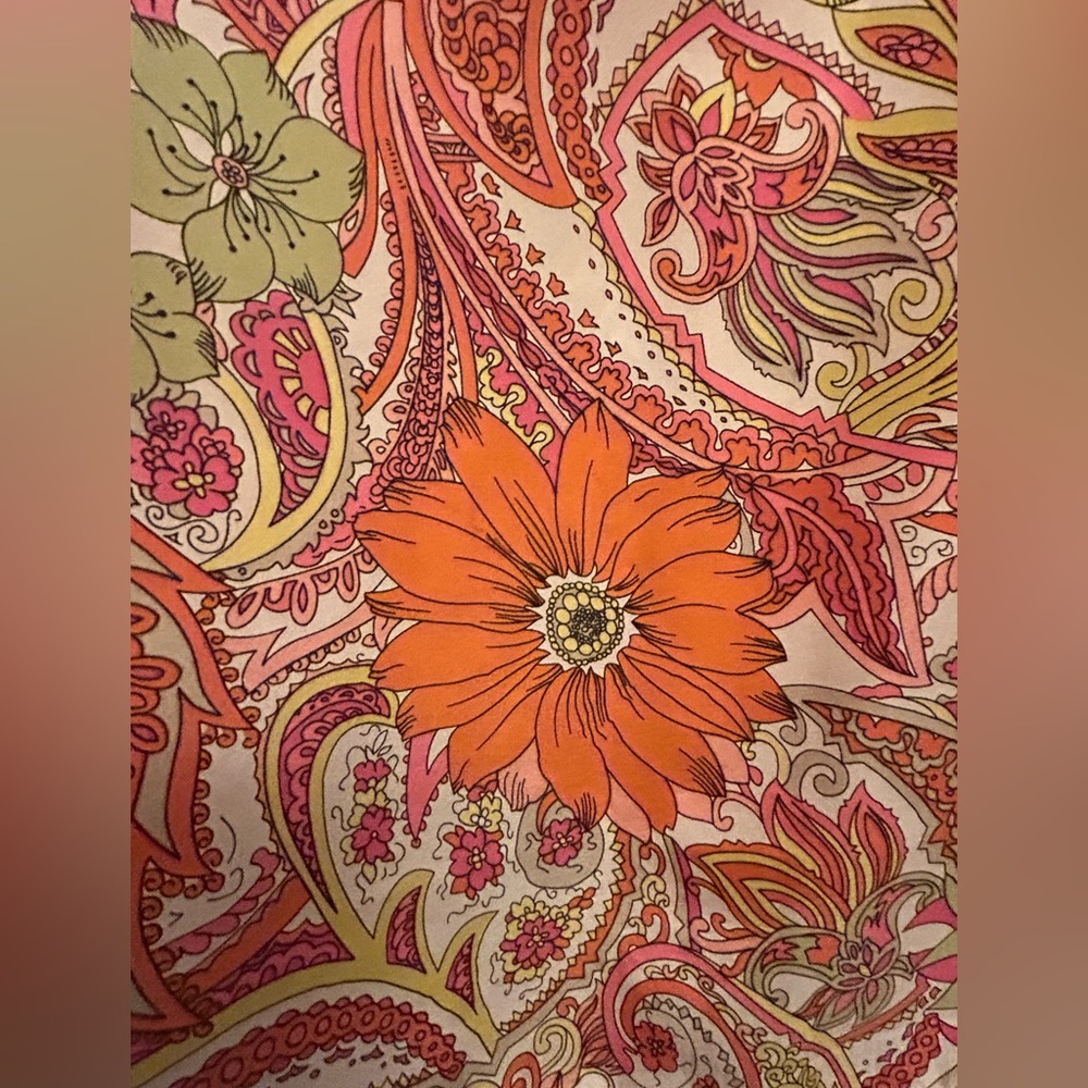 Talbots NWOT Silk 100% 1X Top Floral Paisley Hot pink orange lime 3/4 sleeve - Picture 4 of 16